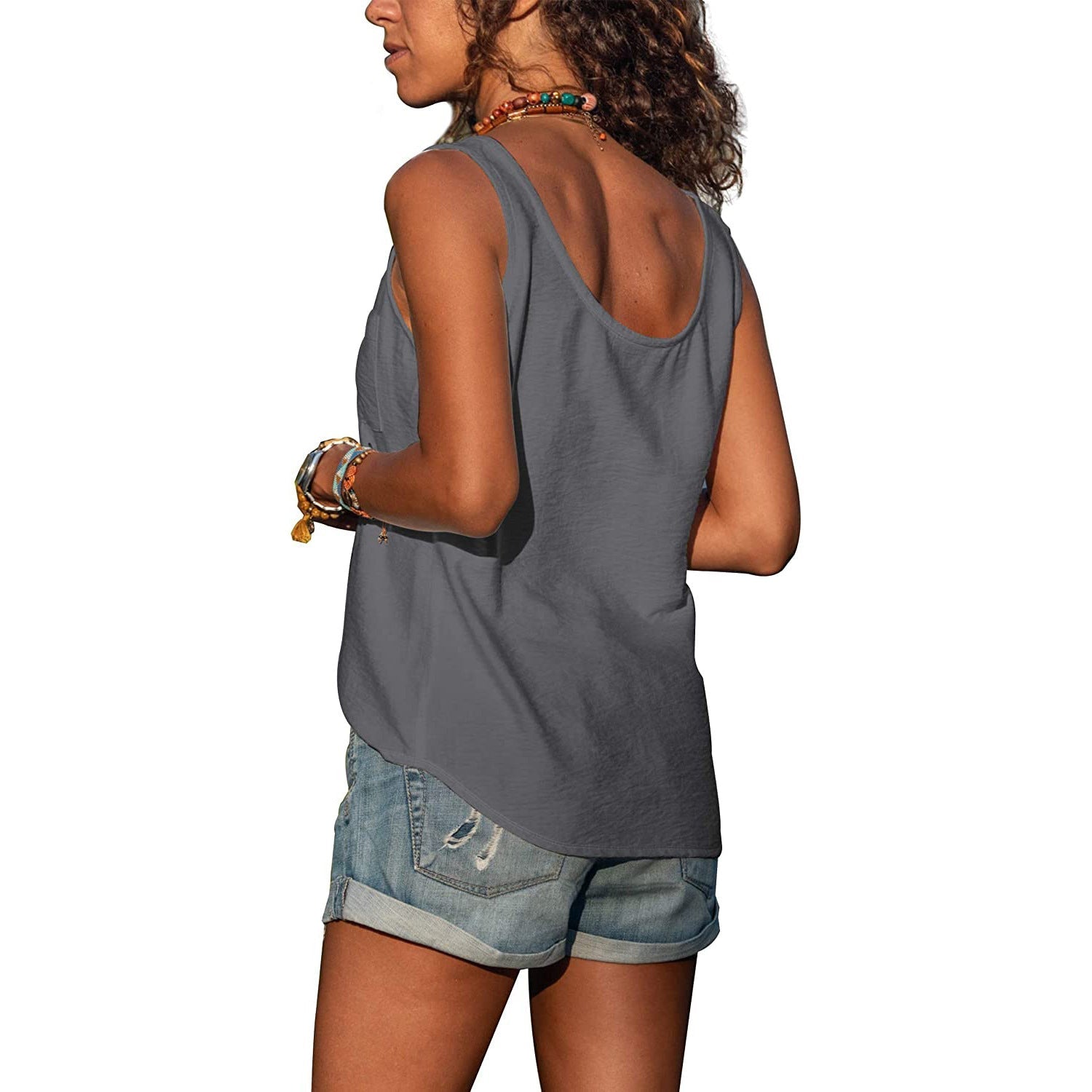 Kvinders Tanktop Ibiza-Stil Åndbar Bomuld-2