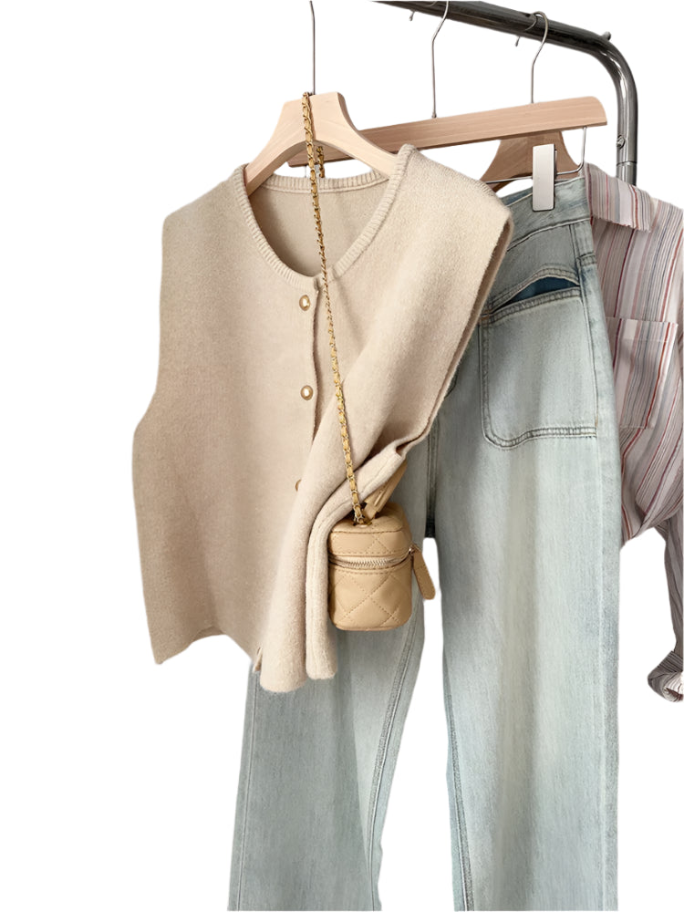 Kvinders Cardigan Klassisk Stil Med Knapper Blød Bomuldsblanding