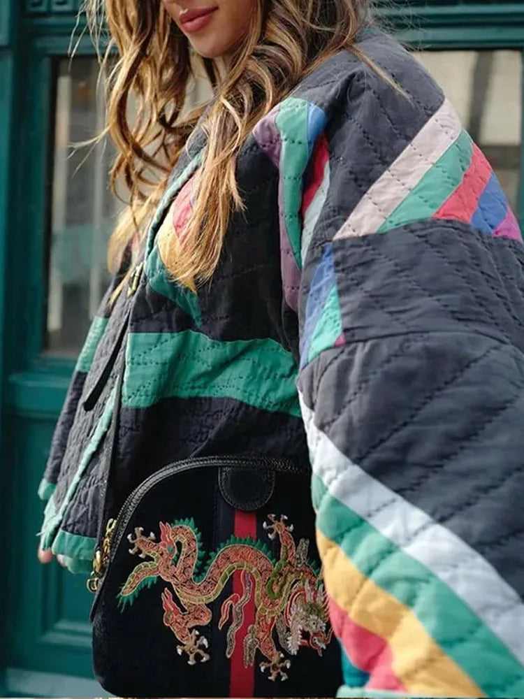 Kvinders Jakke Polstret Stribet