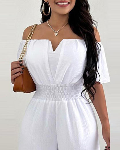 Kvinders Jumpsuit Off-Shoulder Draperet Polyester-3