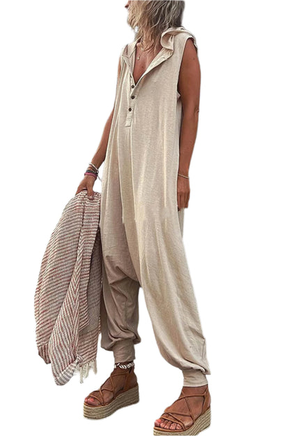 Kvinders Jumpsuit Casual Hætte 100% Bomuld-1