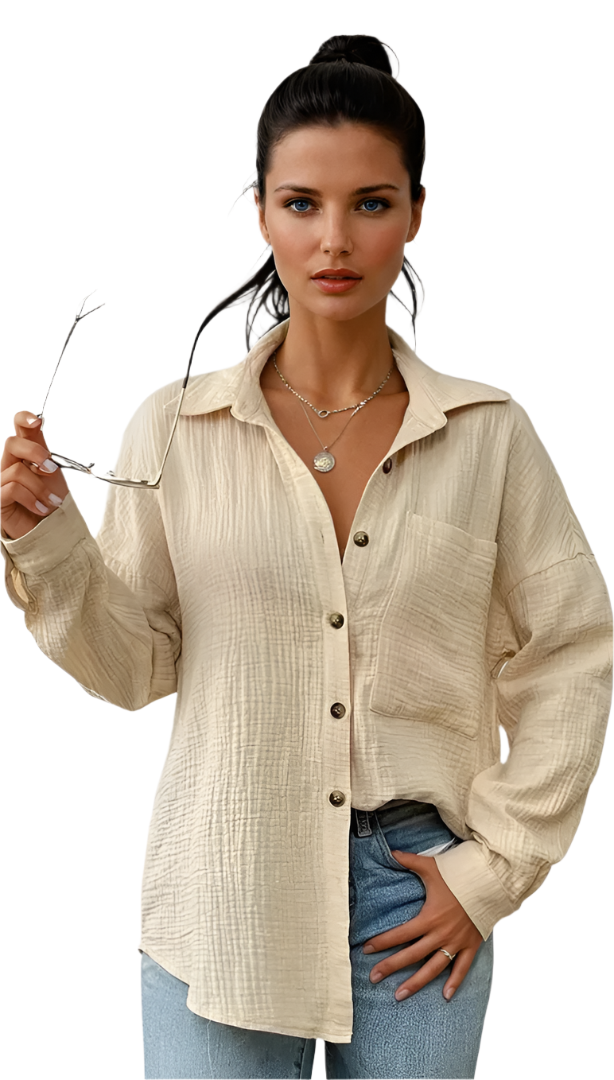 Skjortebluse Dame Afslappet 100% Bomuld 0