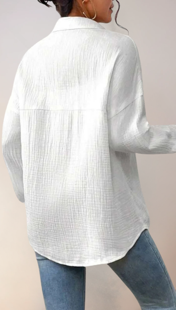 Skjortebluse Dame Afslappet 100% Bomuld 2