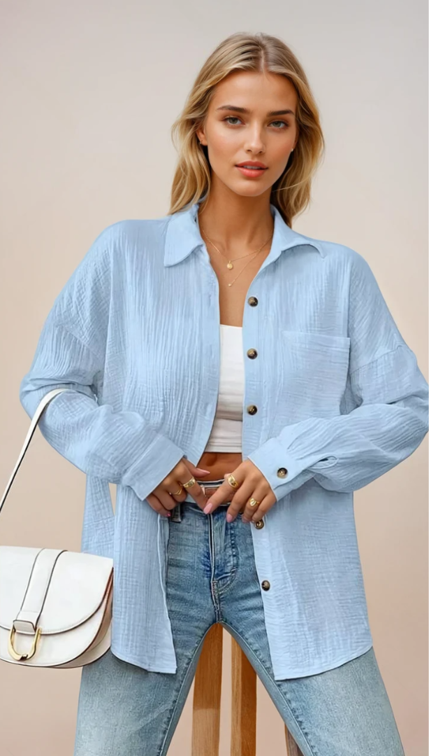 Skjortebluse Dame Afslappet 100% Bomuld 5