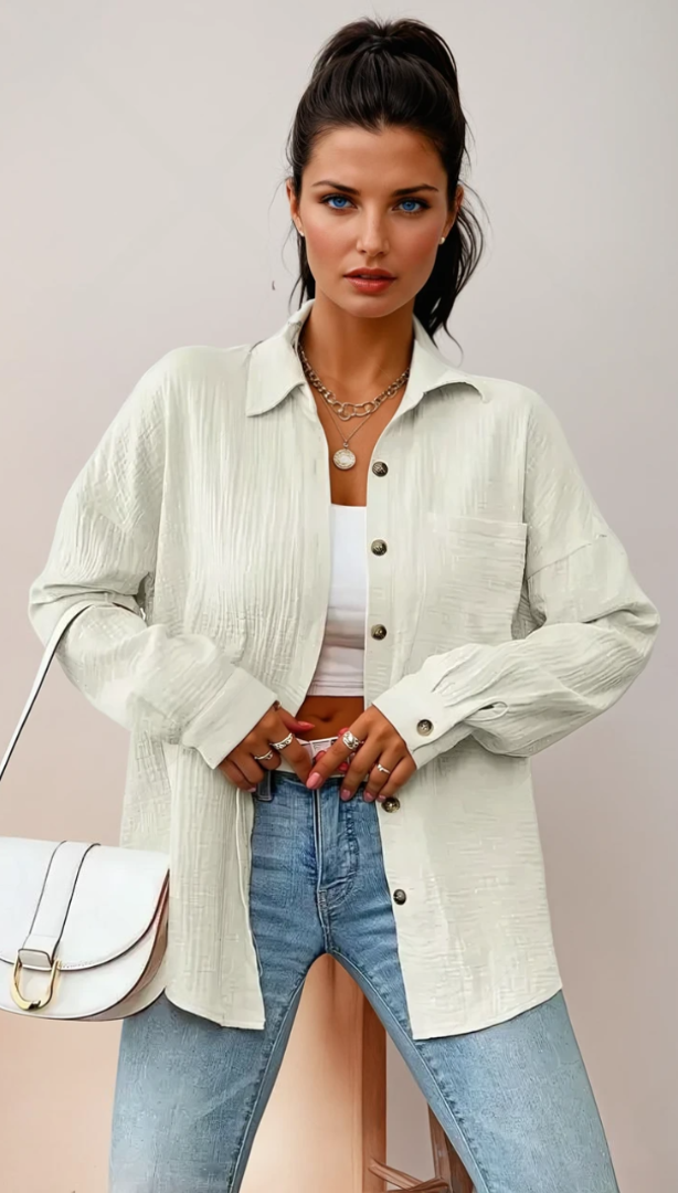 Skjortebluse Dame Afslappet 100% Bomuld 8