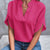 Skjortebluse Dame Casual Split V-Hals Viskose Polyester 9