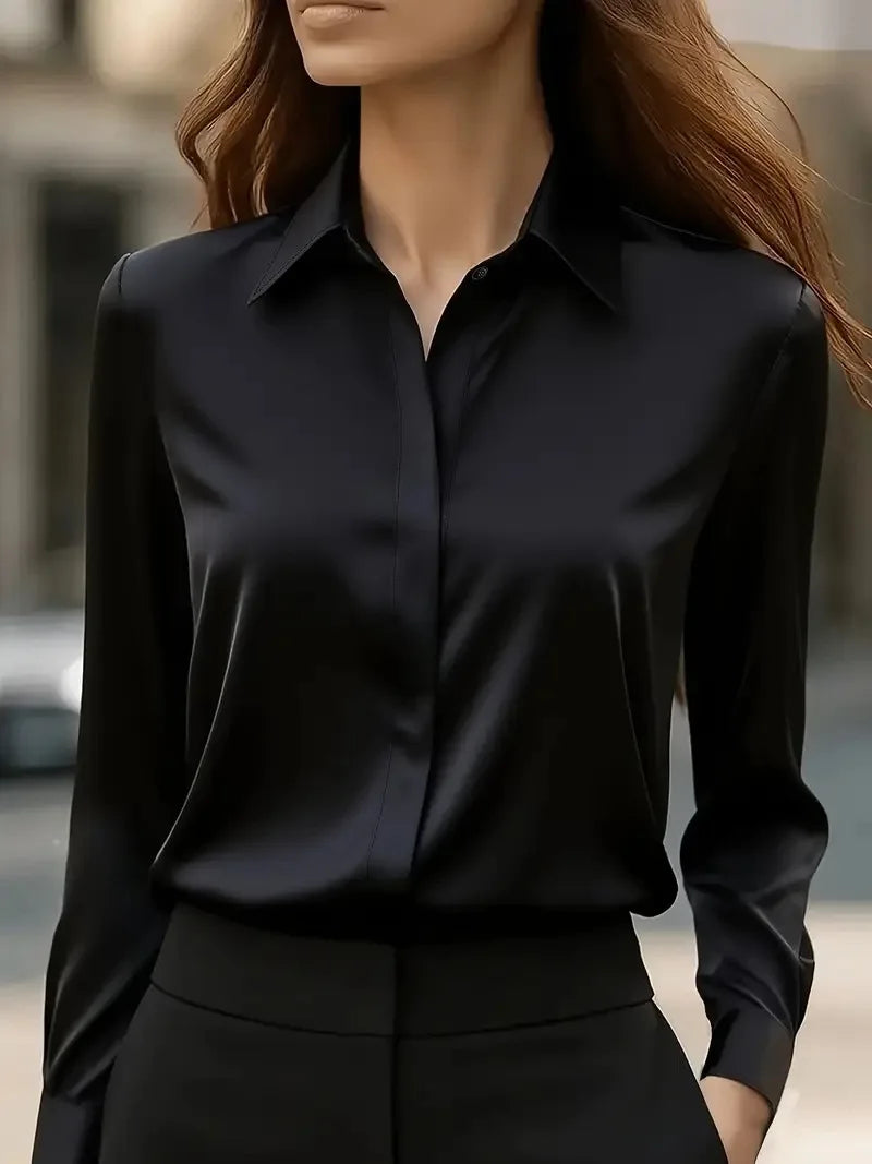 Skjortebluse Dame Langærmet Med Knapper Casual 11