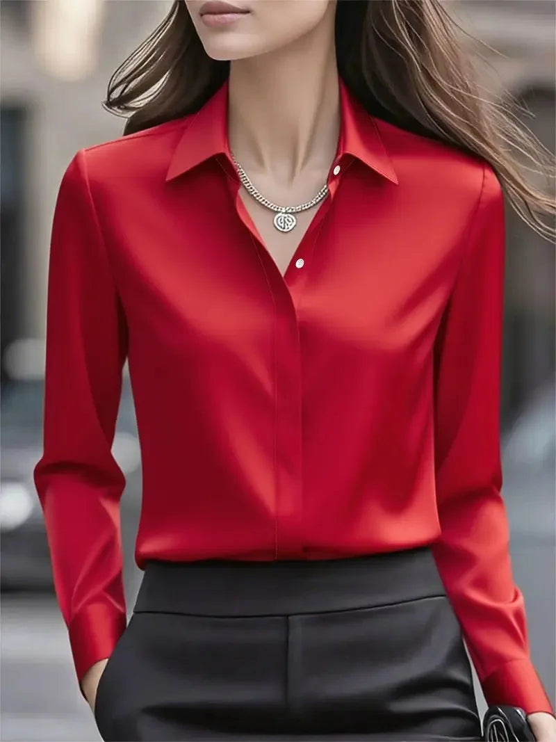 Skjortebluse Dame Langærmet Med Knapper Casual 2