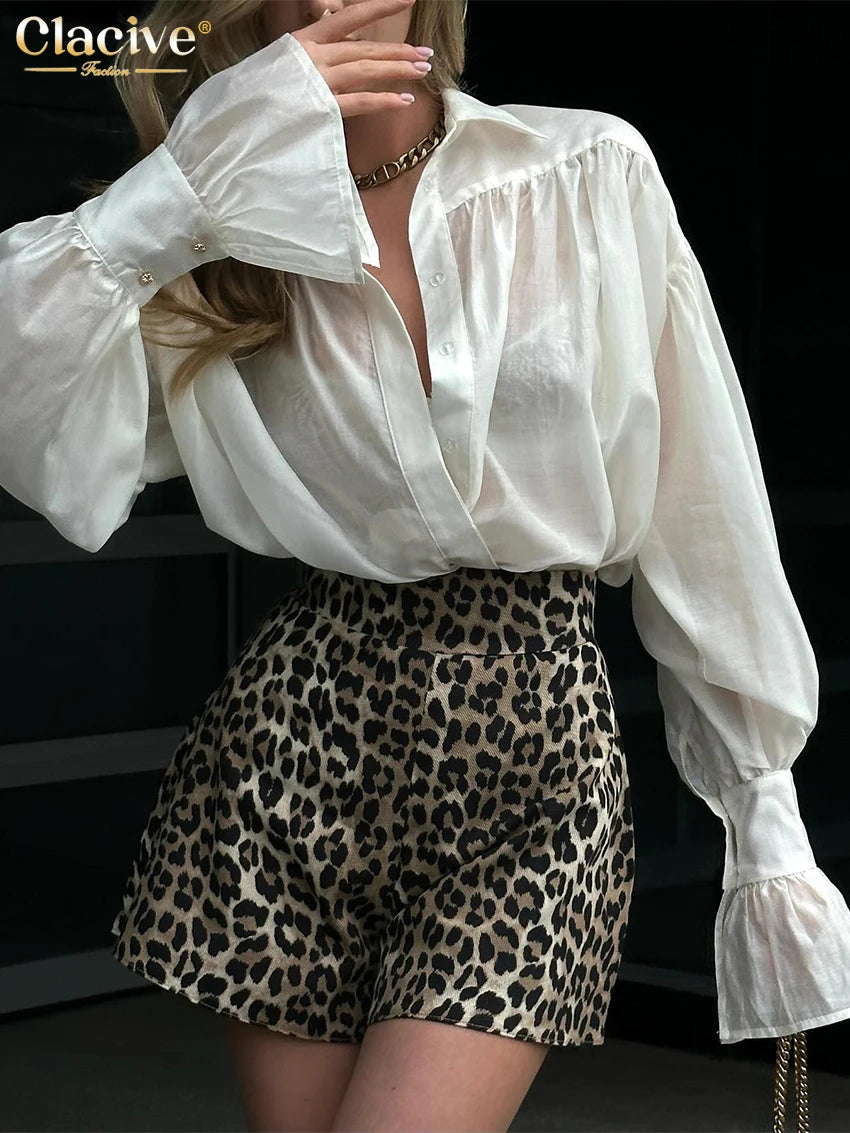 Skjortebluse Dame Langærmet Med Revers Klassisk Stil 4