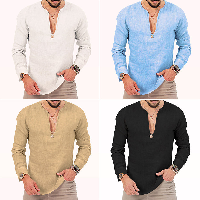 Skjortebluse Dame V-udskæring Luftig Design Til Sommerudflugter 5