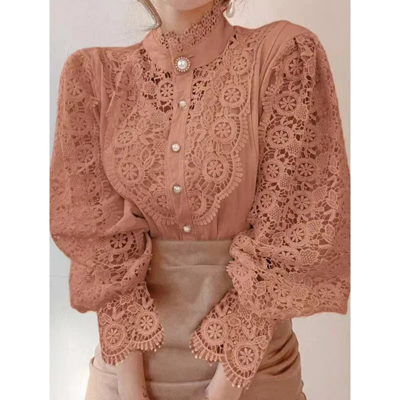 Skjortebluse Dame med Krave og Lange Ærmer, Stilfuld og Komfortabel Design 7
