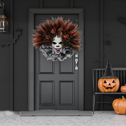 Skræmmende Halloween Dørdekoration Klovnekrans 2