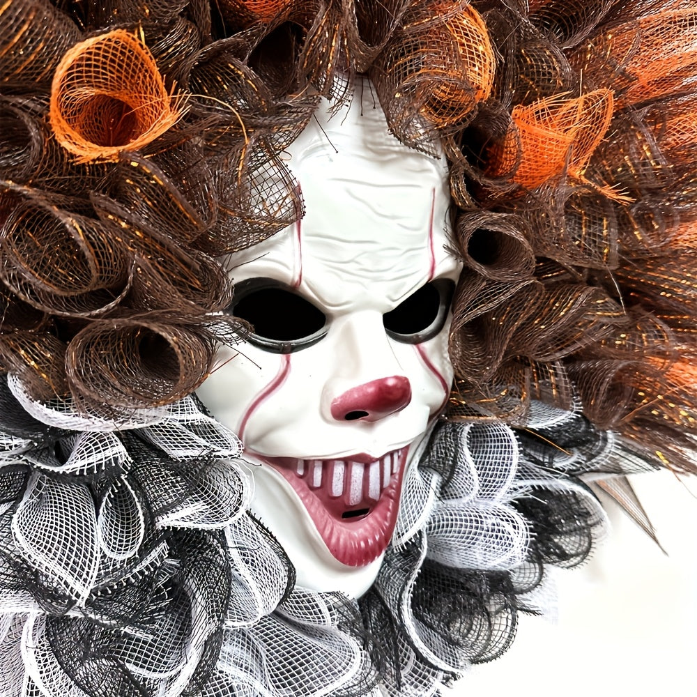 Skræmmende Halloween Dørdekoration Klovnekrans 5