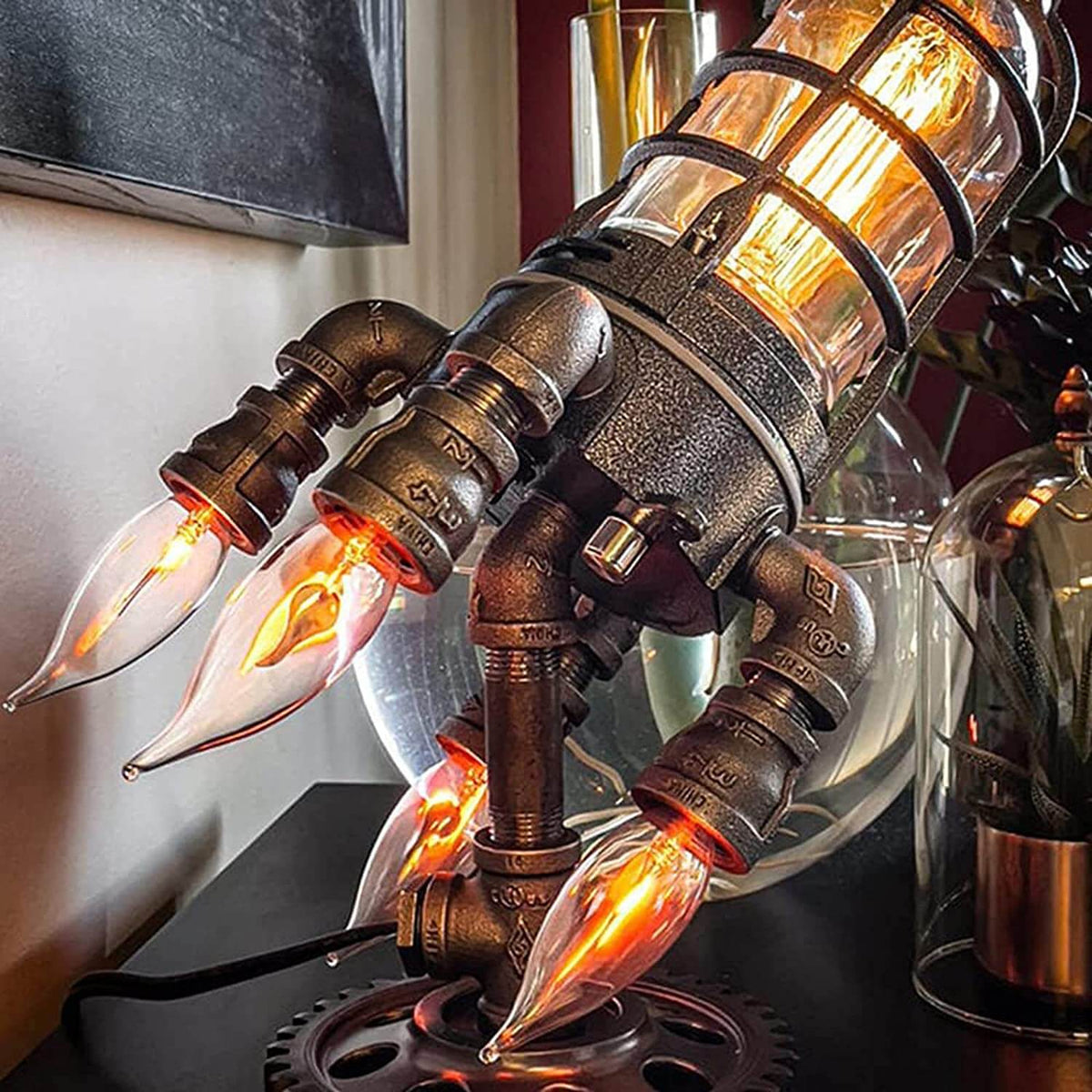 Steampunk Raket Lampe