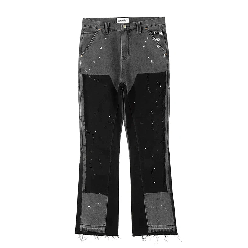 Herre Blussede Jeans Streetwear Denim med Patchwork Design 5