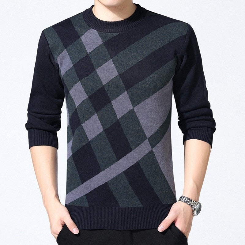 Strikkede plaid sweatere til mænd