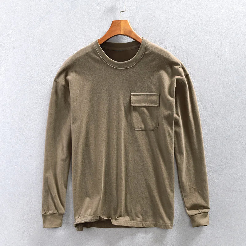 Sweatshirt Mænd med Brystlomme - O-Hals og Afslappet Pasform 2