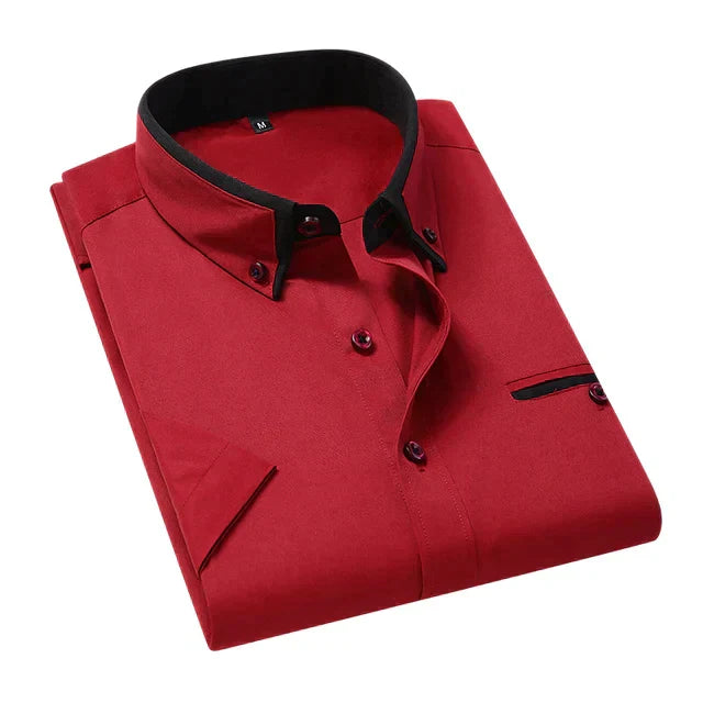 Variant image for Herre Skjorter Korte Ærmer Klassisk Design Let Polyester Blend-37