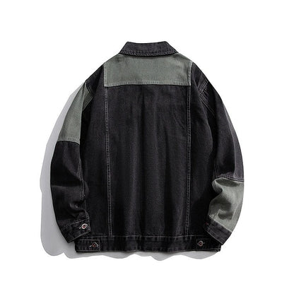 Unisex Denimjakke Geometrisk Design Boxy Trucker Style 3