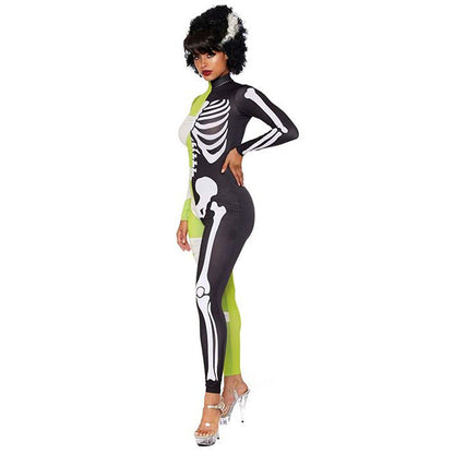 Unisex Halloween Kostume Halv Mumie Halv Skelett Asymmetrisk Design 1