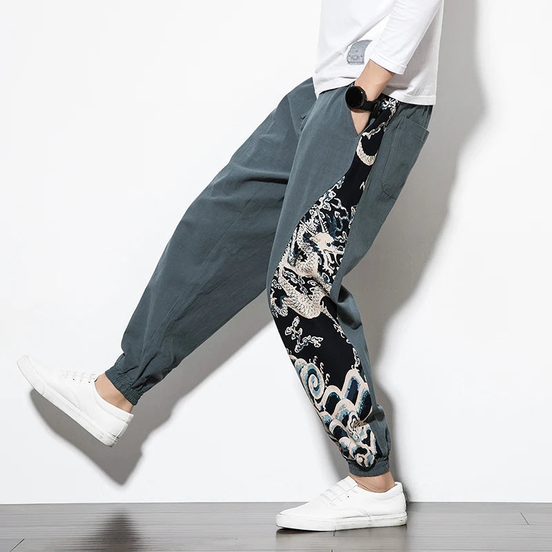 Unisex Harem Bukser Med Japansk Dragekunst Stil 1