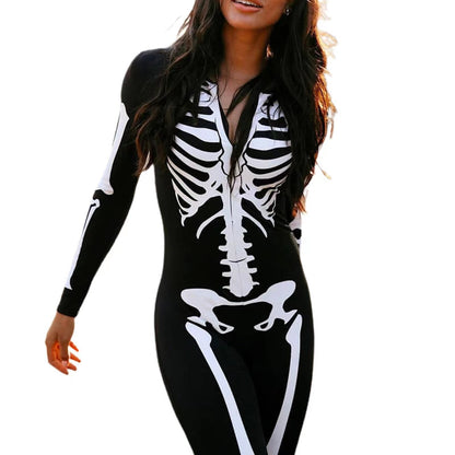 Unisex Skelett Kostume Med Grusomtryk Til Halloween Udklædning 4