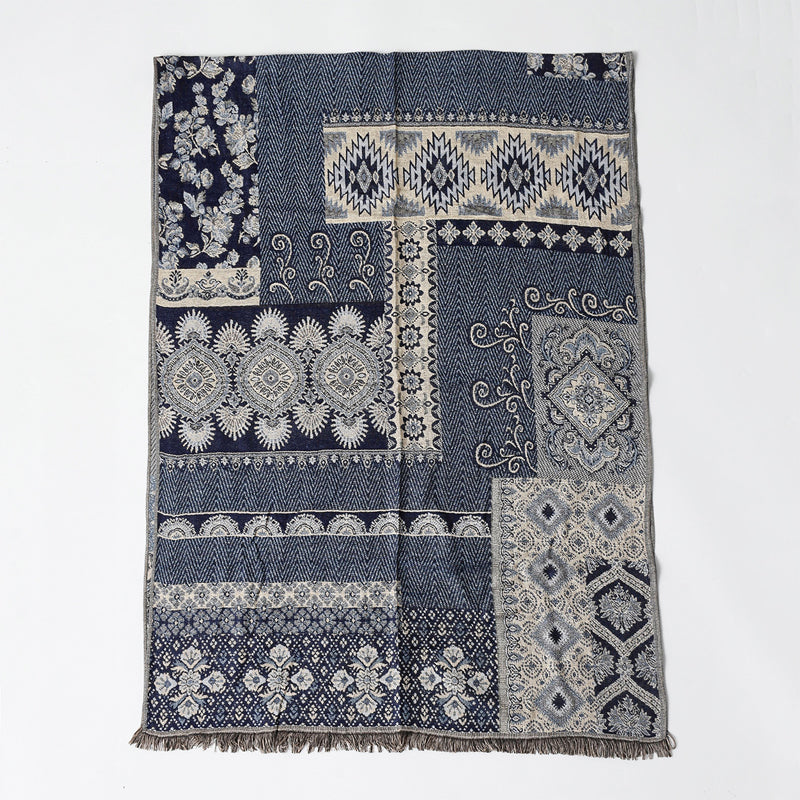Unisex Tørklæde med Jacquard Mønster og Frynsede Kanter 3
