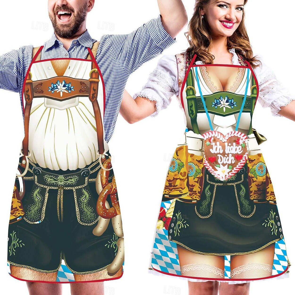 Unisex Trachten Skørtesæt Med 3D-Motiver Polyester Til Oktoberfest 6
