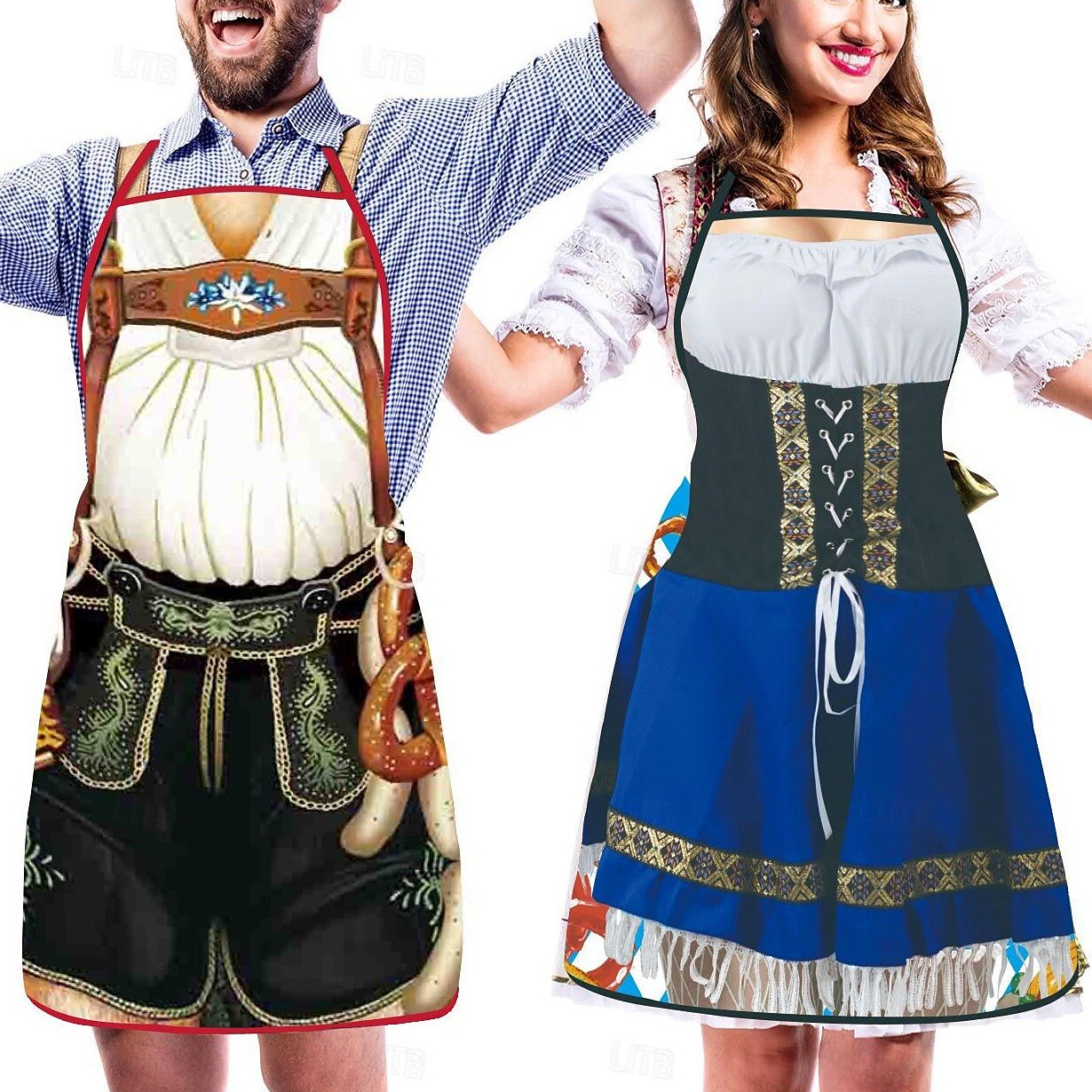 Unisex Trachten Skørtesæt Med 3D-Motiver Polyester Til Oktoberfest 8