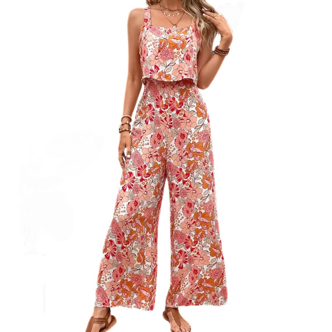 Buksedragt Damer Vintage Blomsterprint Ærmeløs Polyester 6