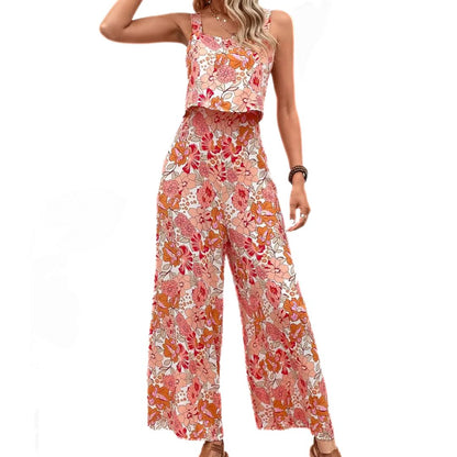 Buksedragt Damer Vintage Blomsterprint Ærmeløs Polyester 4