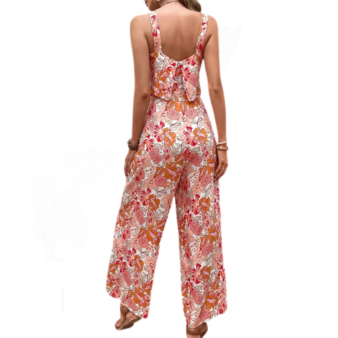 Buksedragt Damer Vintage Blomsterprint Ærmeløs Polyester 2