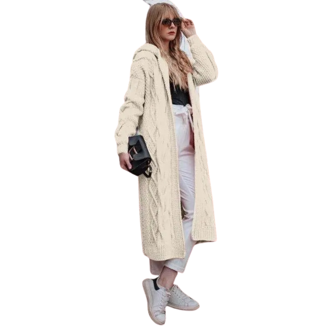 Twist strikket hættecardigan til kvinder