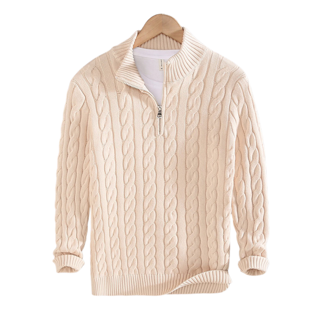 Mænds Sweater Halv Lynlås Afslappet 100% Bomuld 3