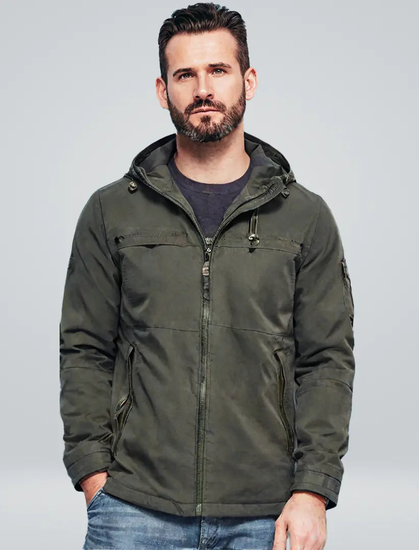 Varm Herre Vinterjakke Minimalistisk Design med Praktiske Lommer 1