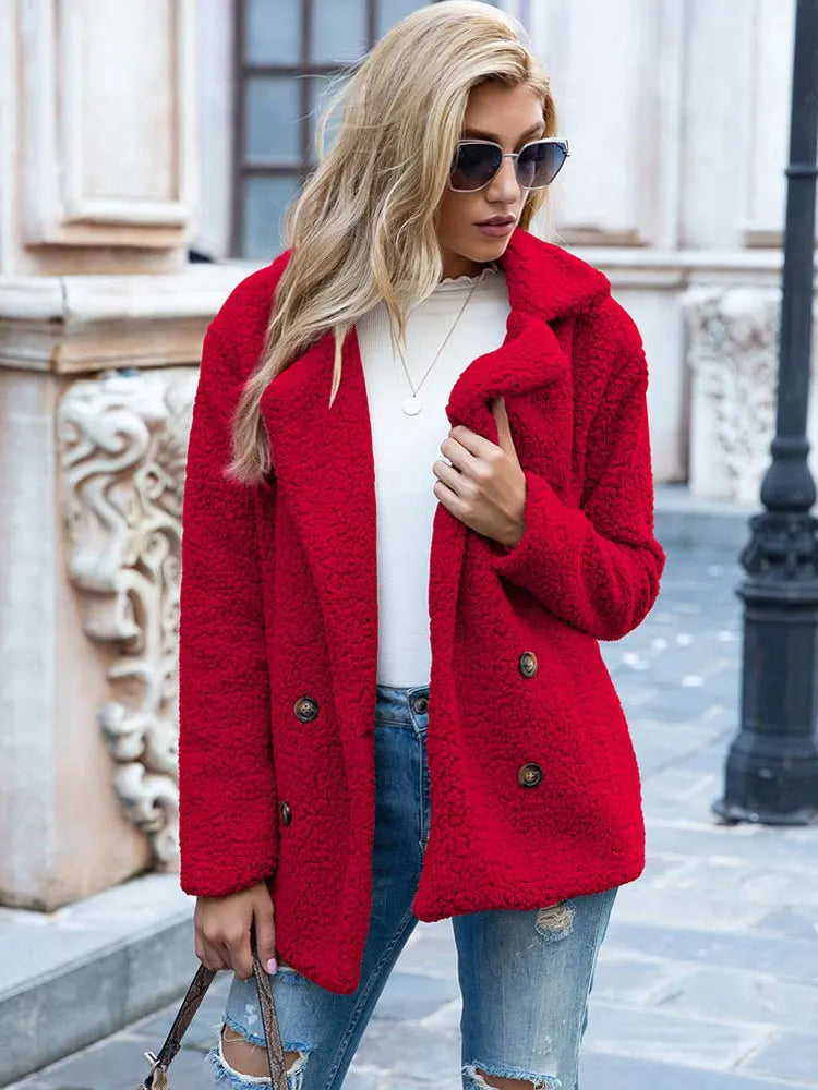 Varm Vinterjakke Dame Elegant Faux Fur 12