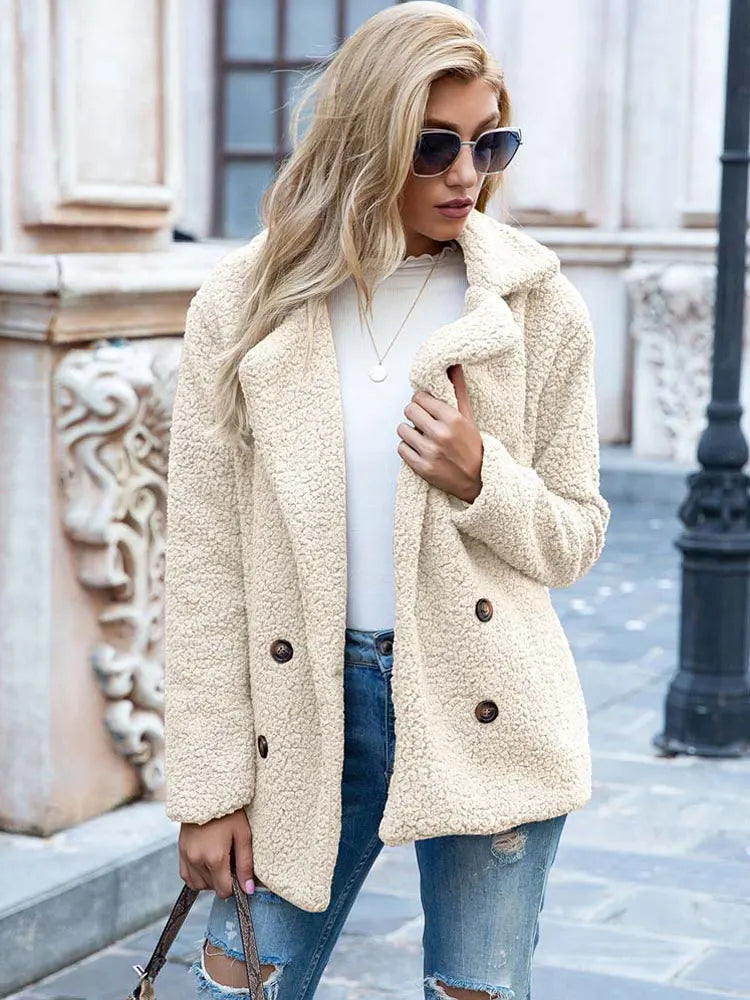 Varm Vinterjakke Dame Elegant Faux Fur 14