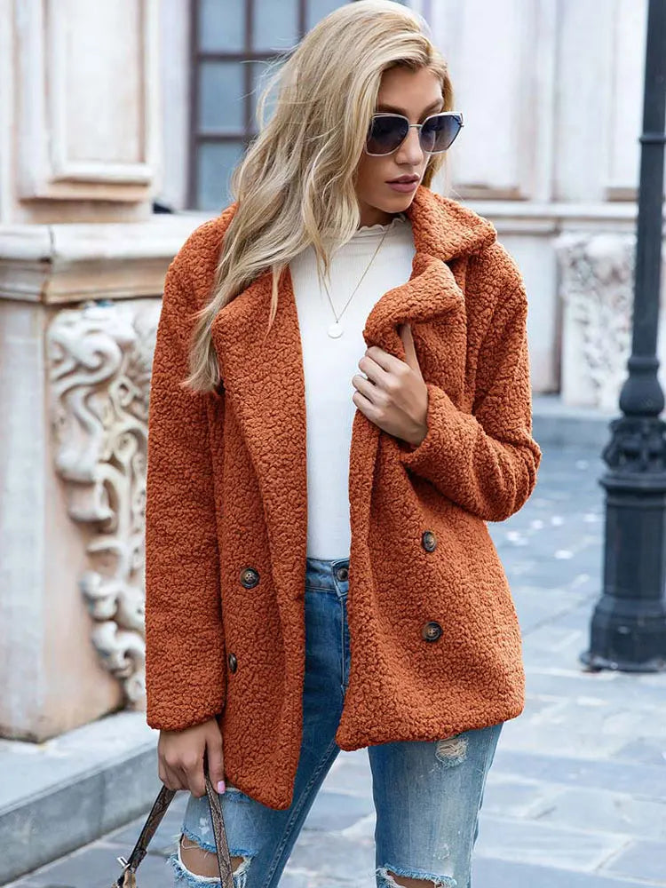 Varm Vinterjakke Dame Elegant Faux Fur 16
