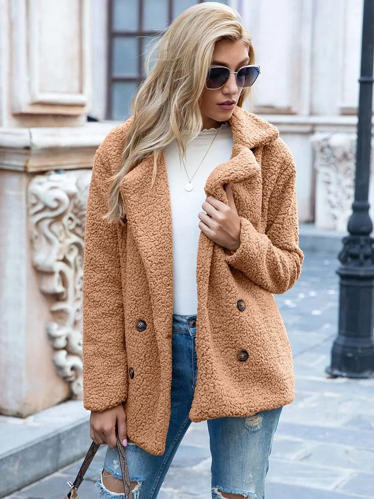 Varm Vinterjakke Dame Elegant Faux Fur 2