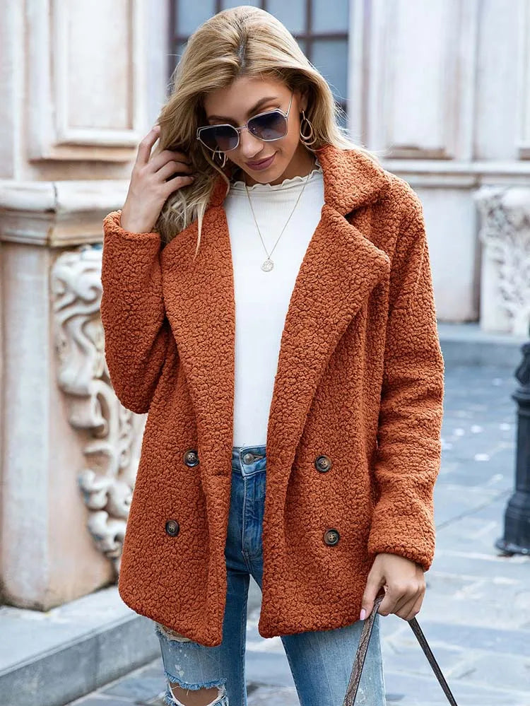 Varm Vinterjakke Dame Elegant Faux Fur 4