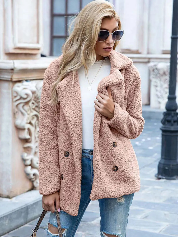 Varm Vinterjakke Dame Elegant Faux Fur 6