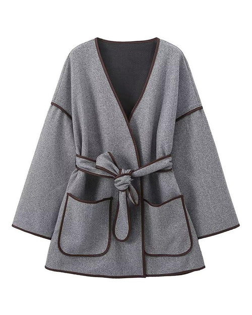 Vinterfrakke Dame Oversize Stribet Design 6