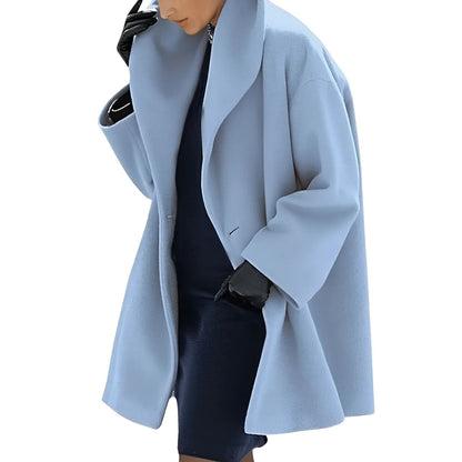 Vinterfrakke Dame Trench Stil Blødt Varmt Stof 0