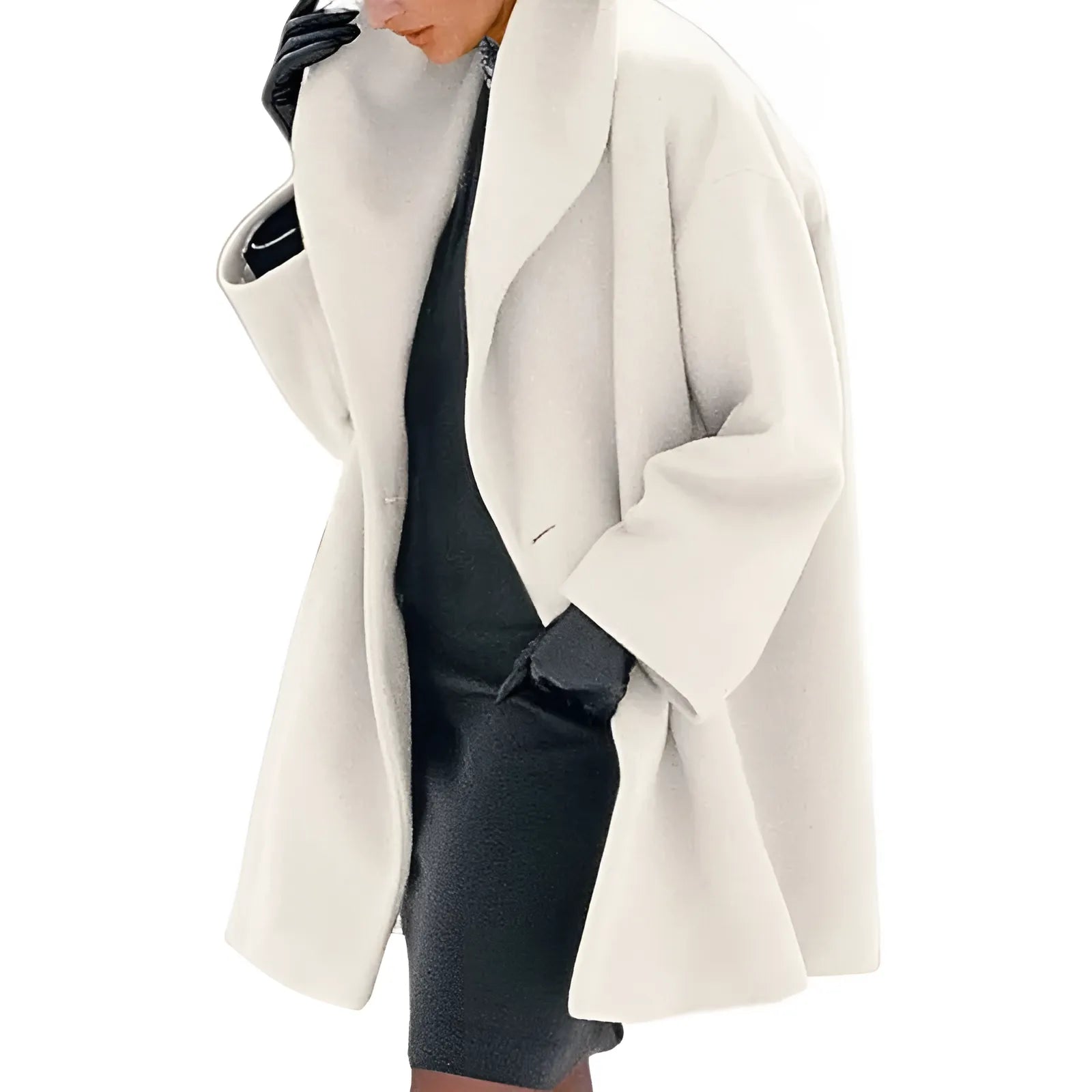 Vinterfrakke Dame Trench Stil Blødt Varmt Stof 5