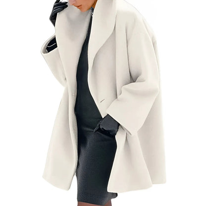 Vinterfrakke Dame Trench Stil Blødt Varmt Stof 5