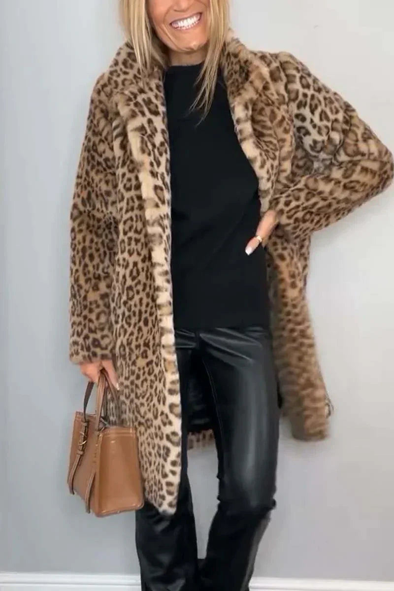 Vinterjakke Dame Leopardprint Moderne Design 1