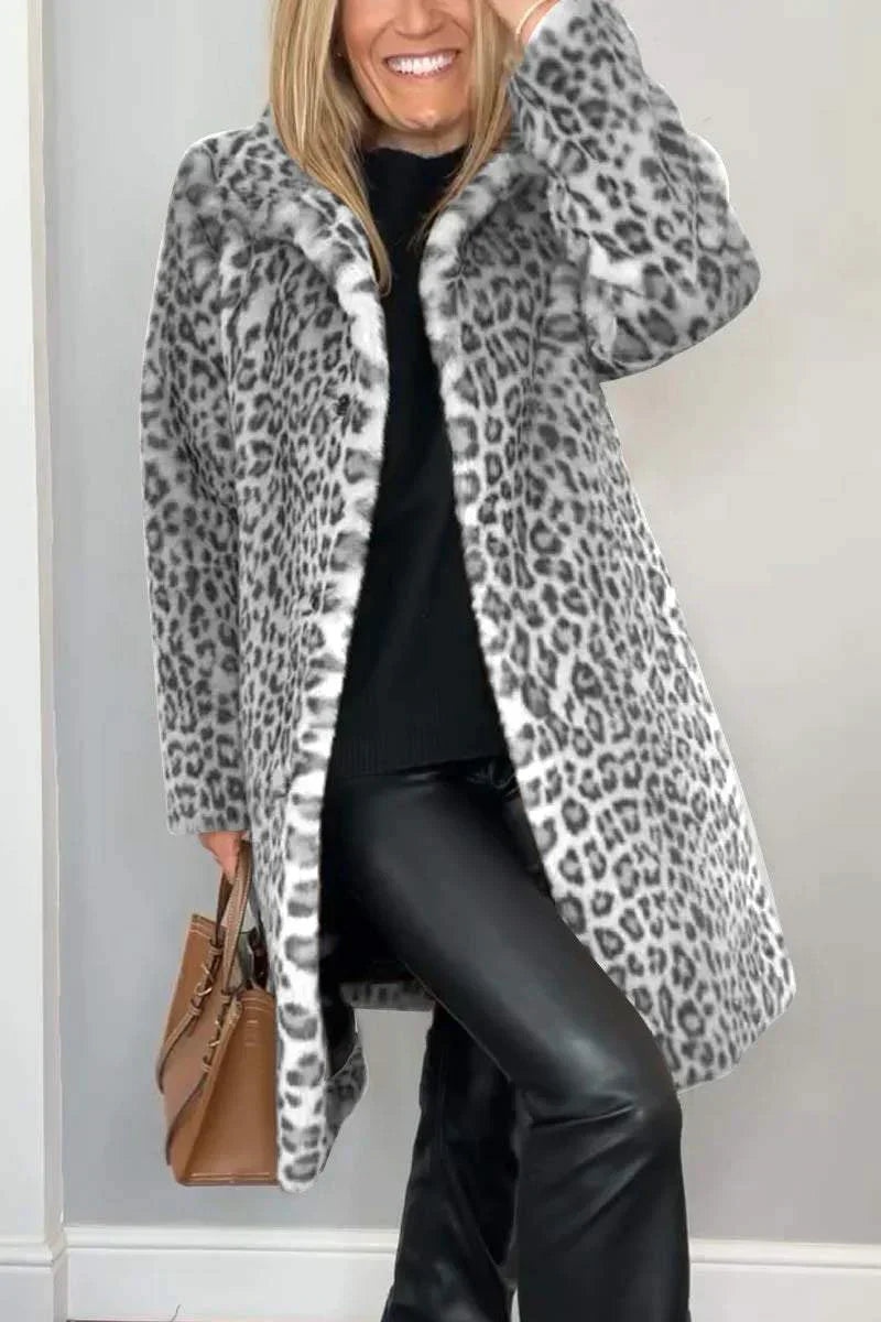 Vinterjakke Dame Leopardprint Moderne Design 4