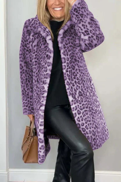 Vinterjakke Dame Leopardprint Moderne Design 5