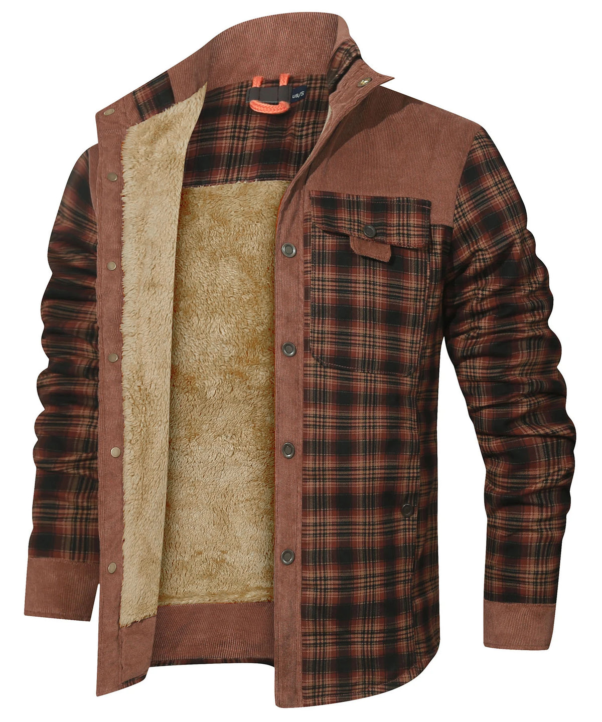 Vinterjakke Herre Plaid Sherpa Foderet Flannel 11