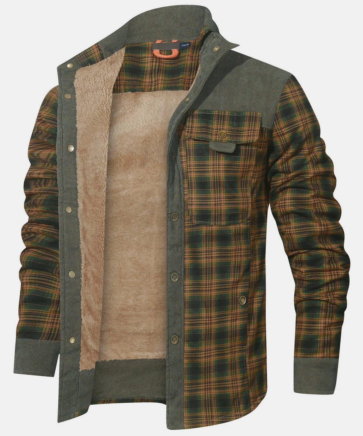 Vinterjakke Herre Plaid Sherpa Foderet Flannel 7